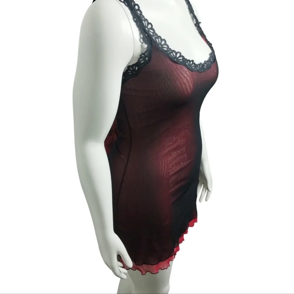 Y2K Vintage Rampage Womens‎ size LARGE Sheer Whimsigoth Fairygrunge Lace Dress